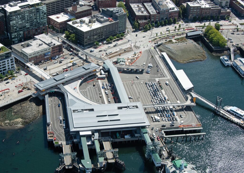 Bird's eye view of Colman Dock terminal