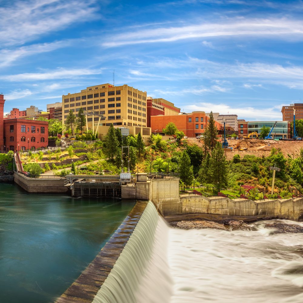 Washington Water Power building and the Monroe Street Bridge alo